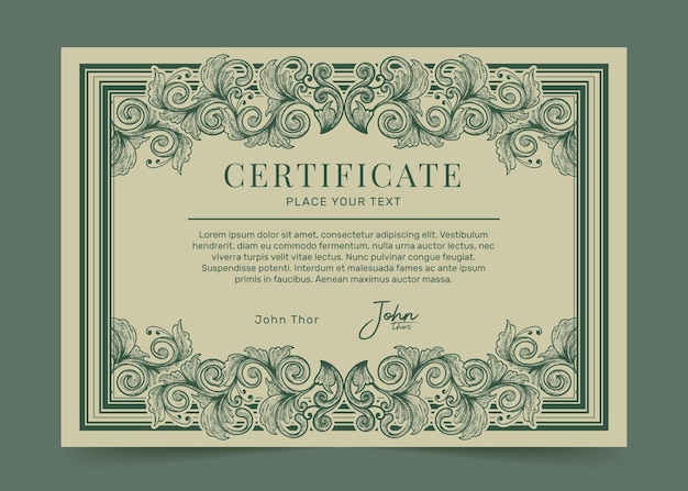 Free vector engraving hand drawn ornamental certificate template