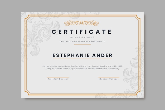 Free vector engraving hand drawn ornamental certificate template