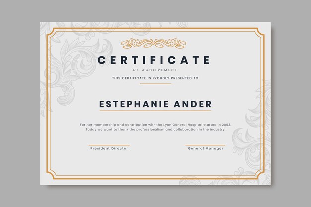 Engraving hand drawn ornamental certificate template