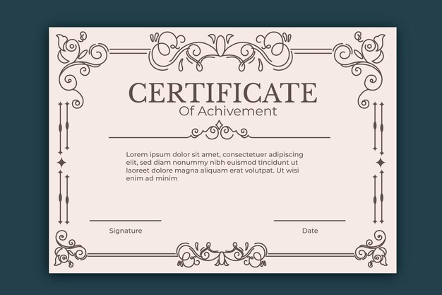 Engraving hand drawn ornamental certificate template