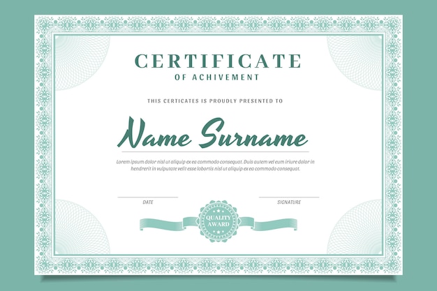 Engraving hand drawn ornamental certificate template