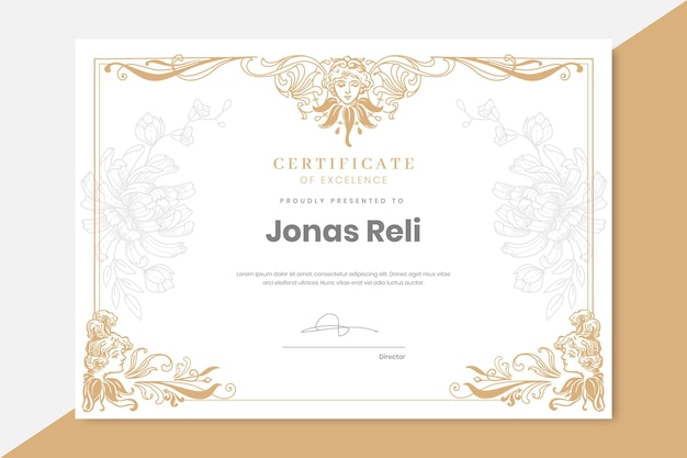 Free vector engraving hand drawn ornamental certificate template