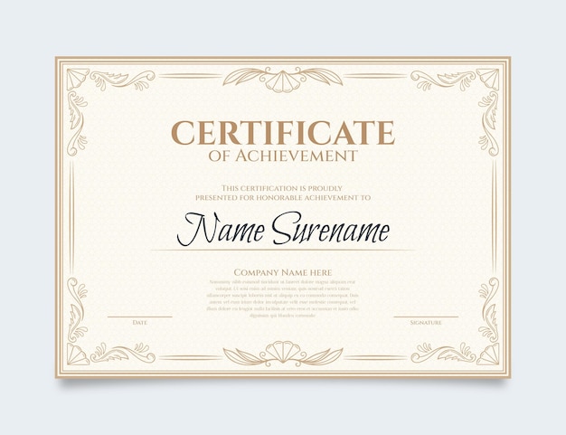 Free vector engraving hand drawn ornamental certificate template