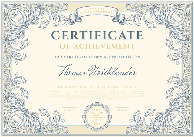 Free vector engraving hand drawn ornamental certificate template