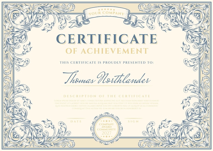 Free Vector engraving hand drawn ornamental certificate template
