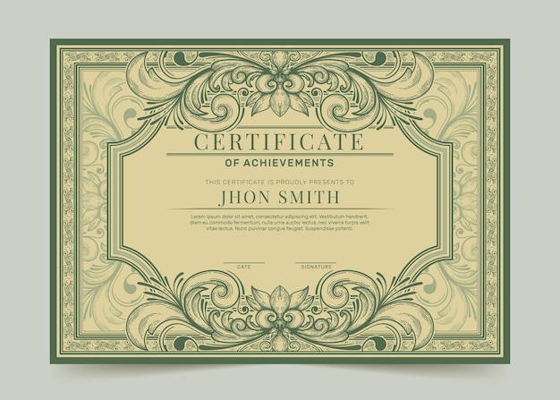 Гравировка рисованной орнамент сертификат