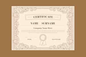 Free vector engraving hand drawn ornamental certificate