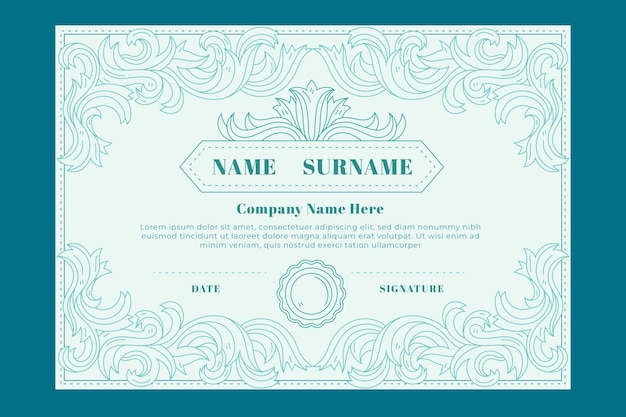 Free vector engraving hand drawn ornamental certificate