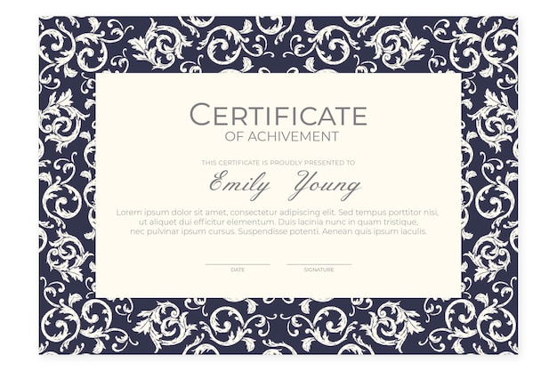 Free vector engraving hand drawn ornamental certificate