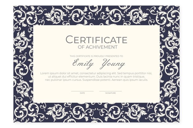 Engraving hand drawn ornamental certificate