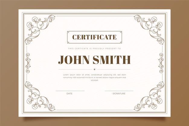 Free vector engraving hand drawn ornamental certificate