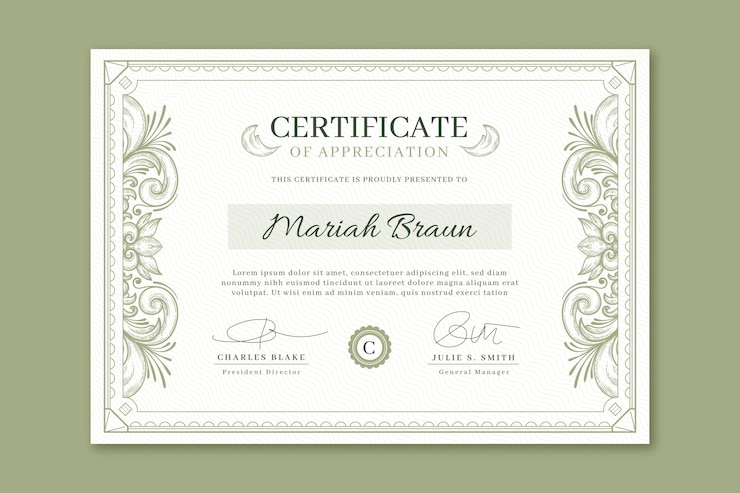 Free Vector engraving hand drawn ornamental certificate