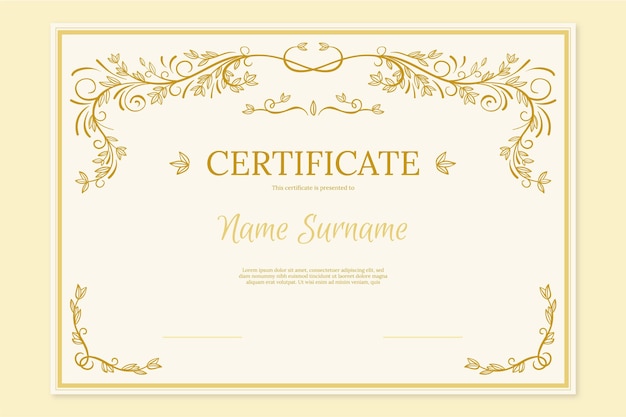 Engraving hand drawn ornamental certificate