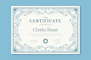 Free vector engraving hand drawn ornamental certificate