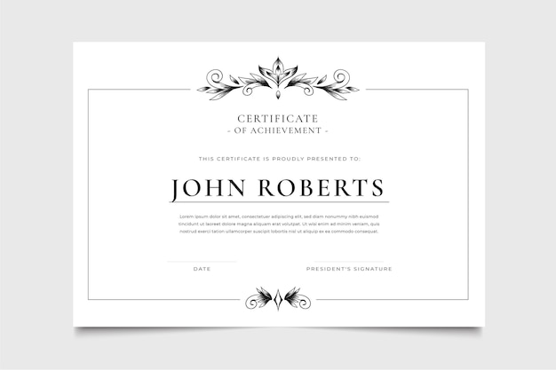 Engraving hand drawn ornamental certificate