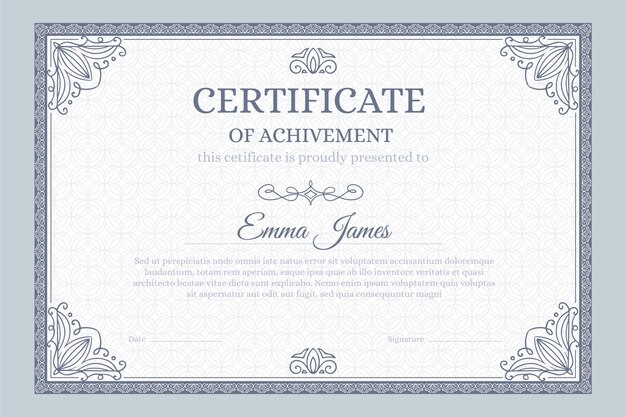 Engraving hand drawn ornamental certificate