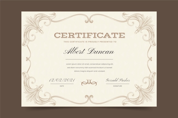 Free vector engraving hand drawn ornamental certificate