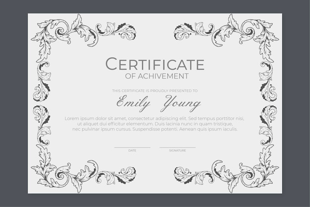 Free vector engraving hand drawn ornamental certificate