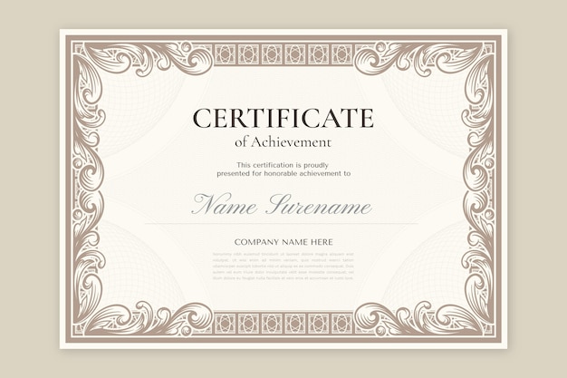 Engraving hand drawn ornamental certificate