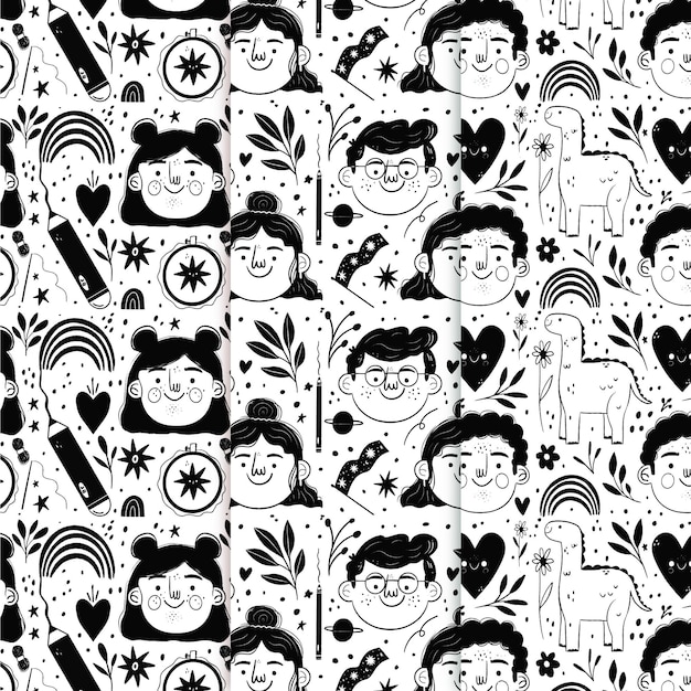 Free vector engraving hand drawn pattern collection