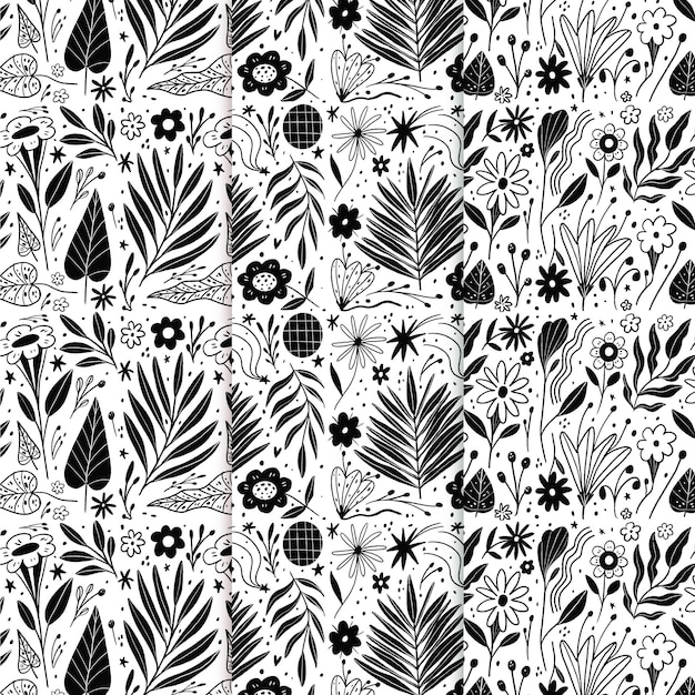 Engraving hand drawn pattern collection