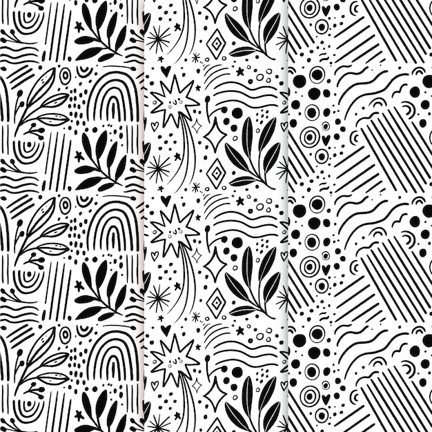 Engraving hand drawn pattern collection