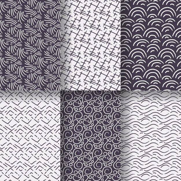 Engraving hand drawn pattern collection