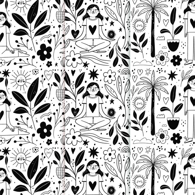 Engraving hand drawn pattern collection