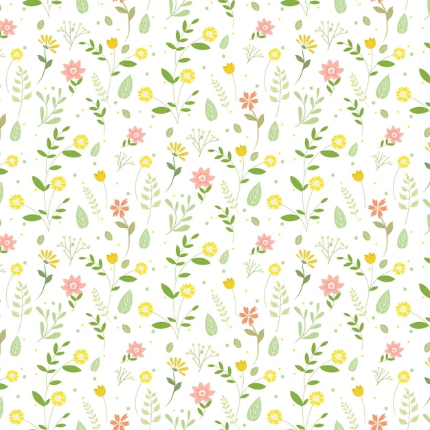 Free vector engraving hand drawn pressed flowers pattern