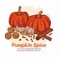Free vector engraving hand drawn pumpkin spice illustration
