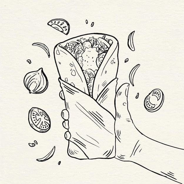 Free vector engraving hand drawn shawarma illustration