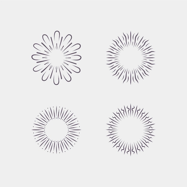 Free vector engraving hand drawn sunburst collection