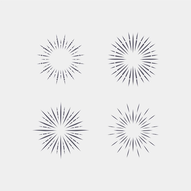 Free vector engraving hand drawn sunburst collection