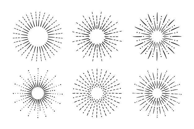 Гравюра рисованной коллекции солнечных лучей