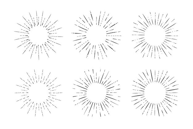 Гравюра рисованной коллекции солнечных лучей