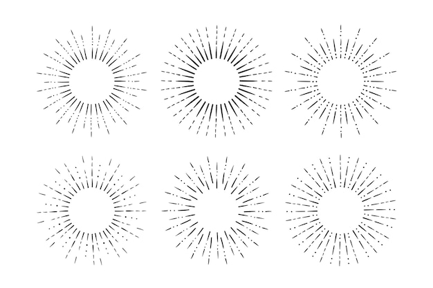 Free vector engraving hand drawn sunbursts collection