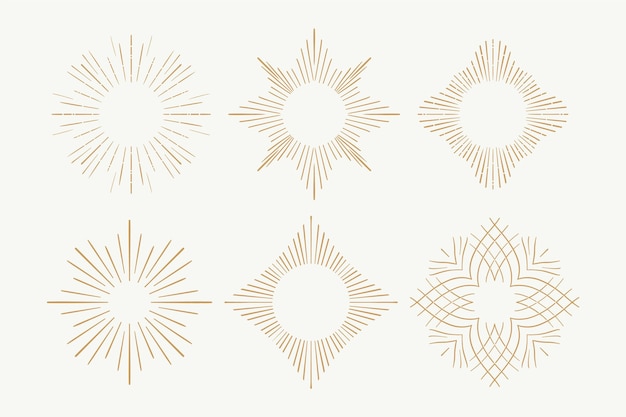 Free vector engraving hand drawn sunbursts collection