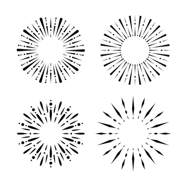 Free vector engraving hand drawn sunbursts collection