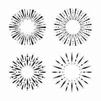 Free vector engraving hand drawn sunbursts collection