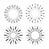 Free vector engraving hand drawn sunbursts collection