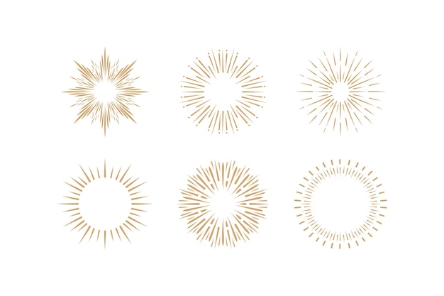 Free vector engraving hand drawn sunbursts collection