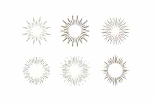 Free vector engraving hand drawn sunbursts collection