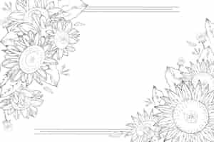 Free vector engraving hand drawn sunflower border with copy space