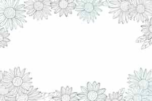 Free vector engraving hand drawn sunflower border with copy space