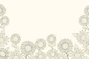 Free vector engraving hand drawn sunflower border with copy space