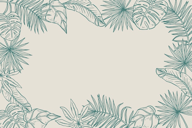 Free vector engraving hand drawn tropical leaves background