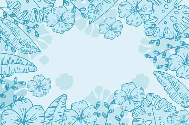 Free Vector engraving hand drawn tropical leaves background