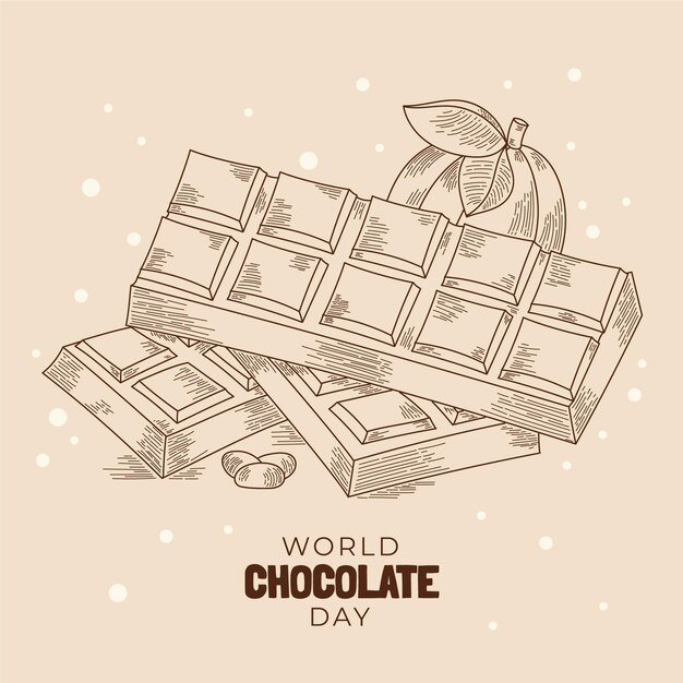 Гравюра рисованной иллюстрации всемирного дня шоколада