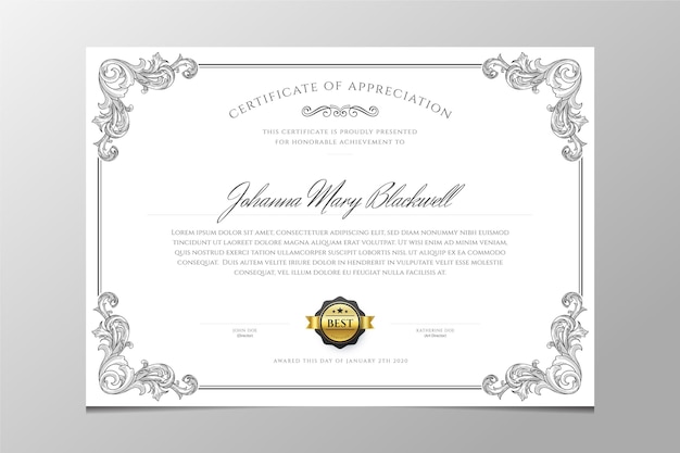 Engraving ornamental certificate template