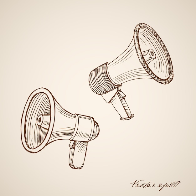 Free vector engraving vintage hand drawn loudspeaker
